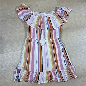 Art Class Striped Off the Shoulder Ruffled Neckline Dress 6/6X